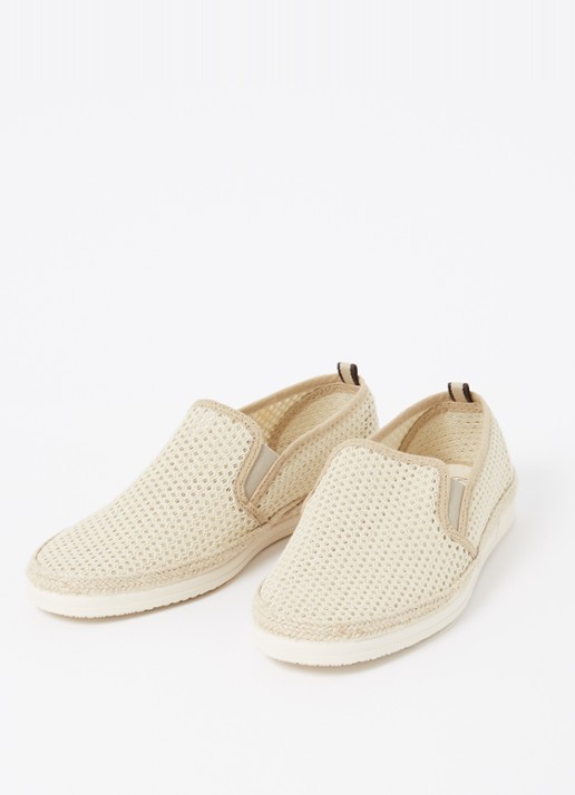 Dune London Fisherr slip-on van canvas - detail 2 donkerbeige