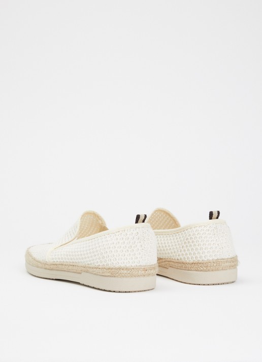 Dune London Fisherr slip-on van canvas - achterkant gebroken wit