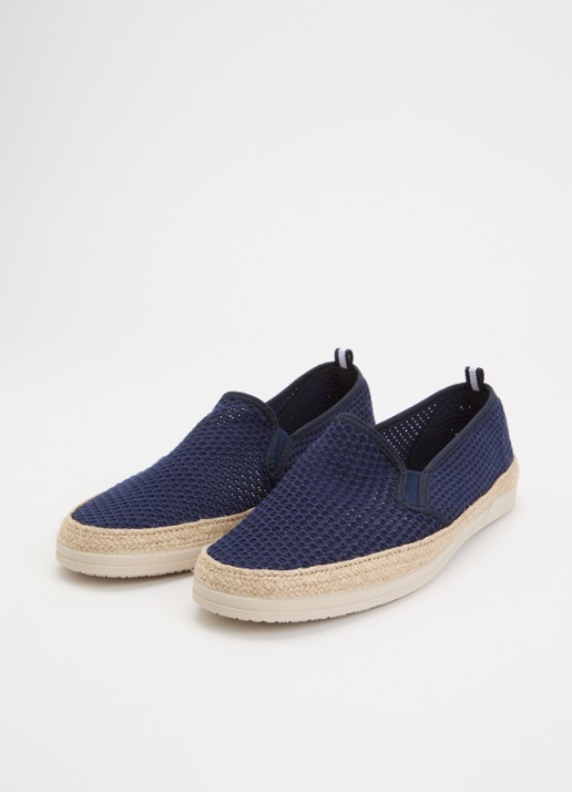 Dune London Fishers espadrilles met gebreid bovenwerk - detail royalblauw