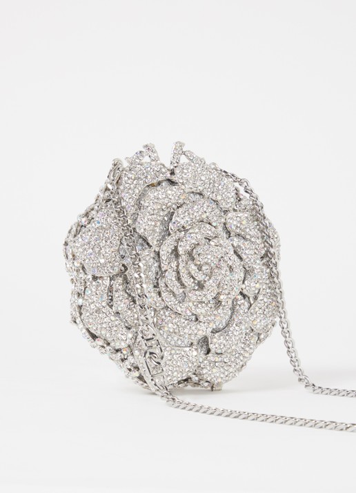 Dune London Floral clutch met strass - achterkant 2 zilver