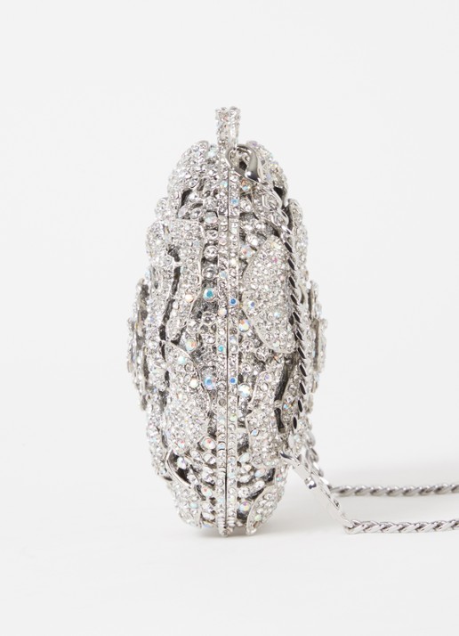 Dune London Floral clutch met strass - detail 4 zilver