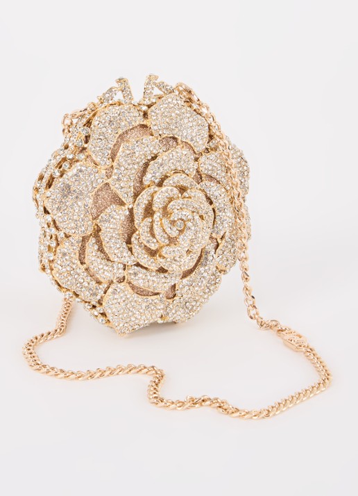 Dune London Floral clutch met strass - achterkant goud