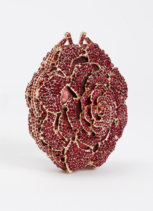 Dune London Floral clutch met strass - achterkant 5 donkerrood