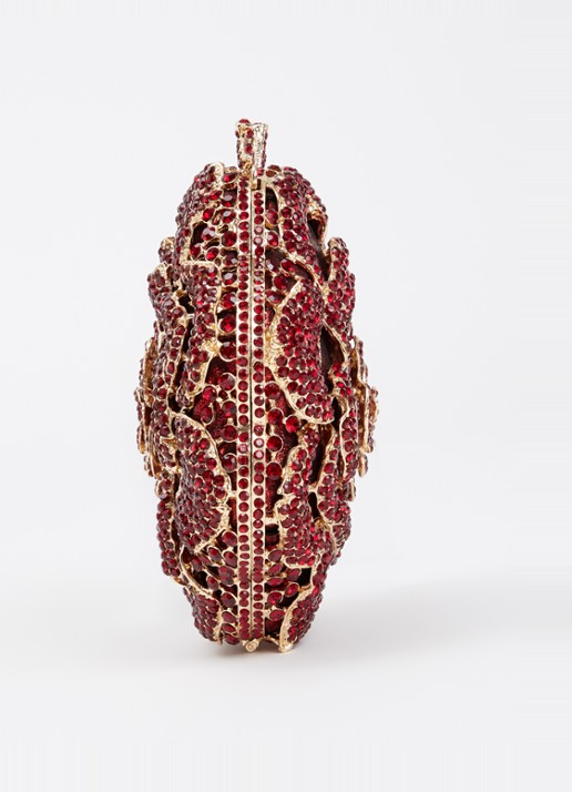 Dune London Floral clutch met strass - detail 2 donkerrood