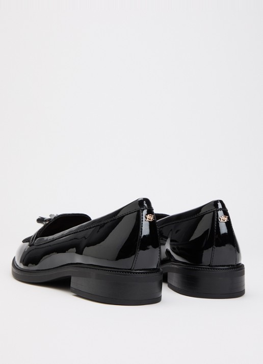 Dune London Gazeles loafer met lakfinish  - achterkant 5 zwart