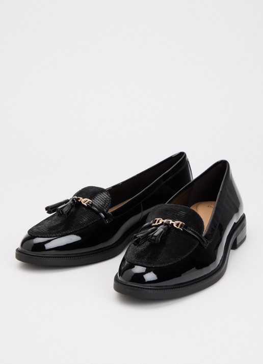Dune London Gazeles loafer met lakfinish  - detail 2 zwart