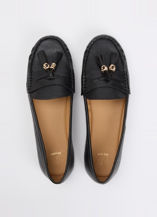 Dune London Geen mocassin van leer met franjes - detail 3 zwart
