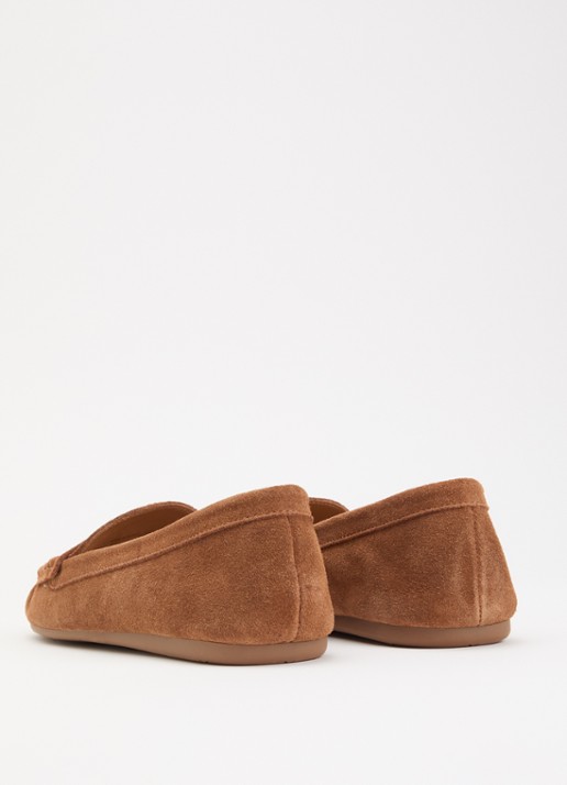 Dune London Geen mocassin van leer met franjes - achterkant 5 cognac