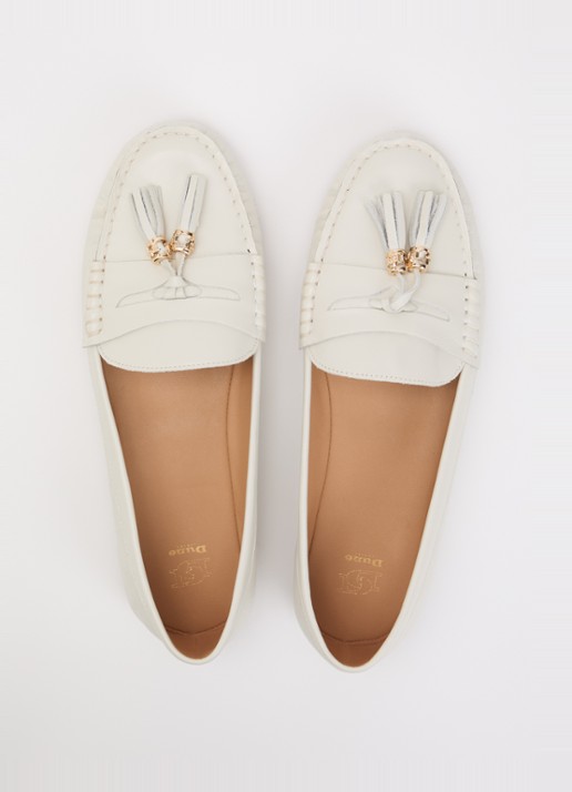 Dune London Geen mocassin van leer met franjes - detail 4 gebroken wit