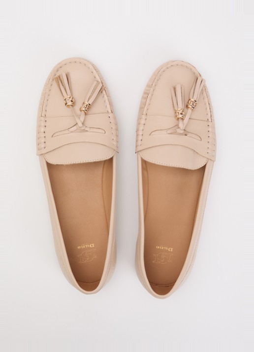 Dune London Geen mocassin van leer met franjes - detail 2 roze