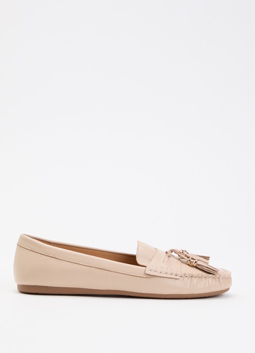 Dune London Geen mocassin van leer met franjes