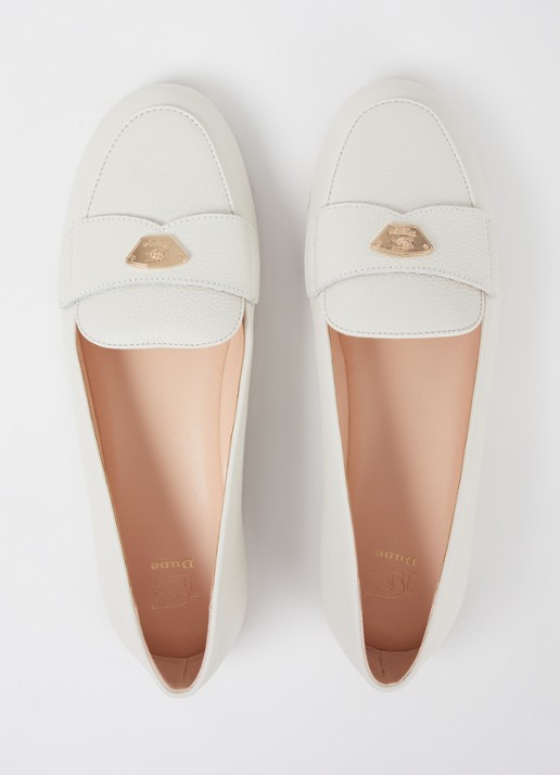 Dune London Gina loafer van leer met logo - detail 2 gebroken wit