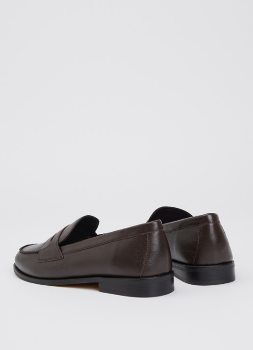 Dune London Ginelli loafer van leer  - achterkant donkerbruin