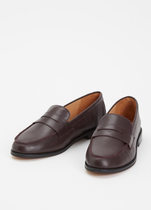 Dune London Ginelli loafer van leer  - detail 3 bordeauxrood