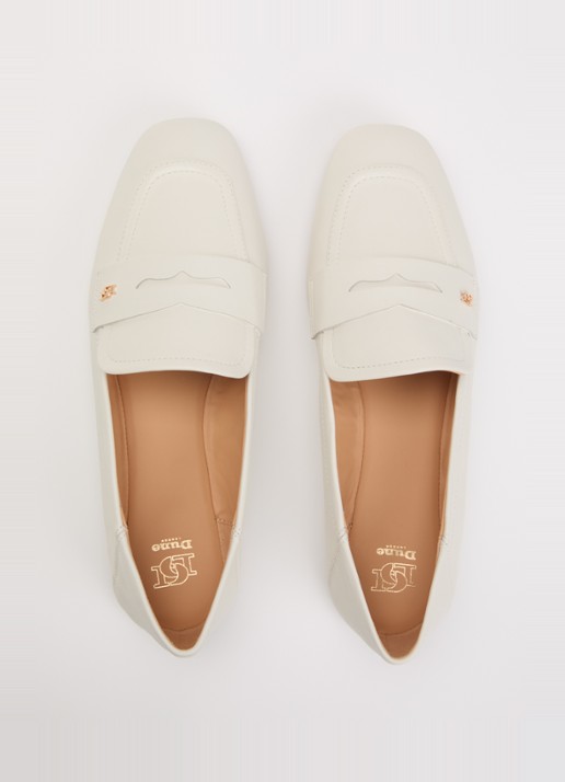 Dune London Glances loafer van leer - detail 2 wit