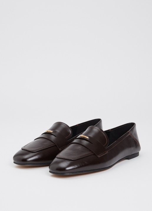 Dune London Glances loafer van leer - detail 3 donkerbruin