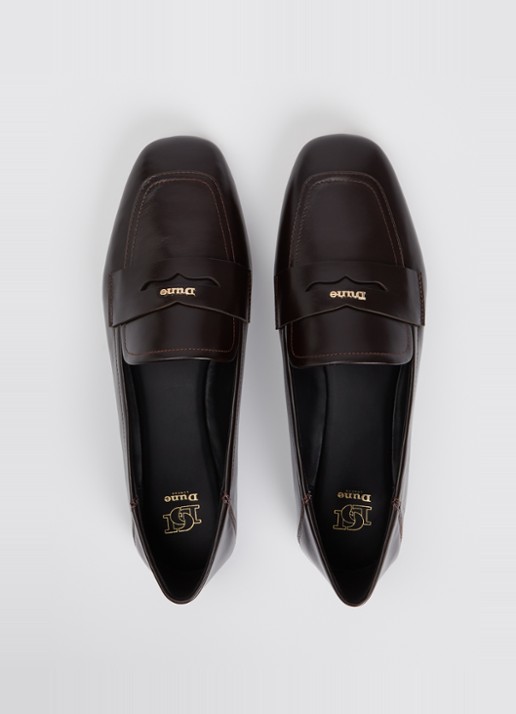 Dune London Glances loafer van leer - detail 4 donkerbruin