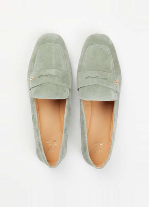 Dune London Glances loafer van leer - detail 3 groen