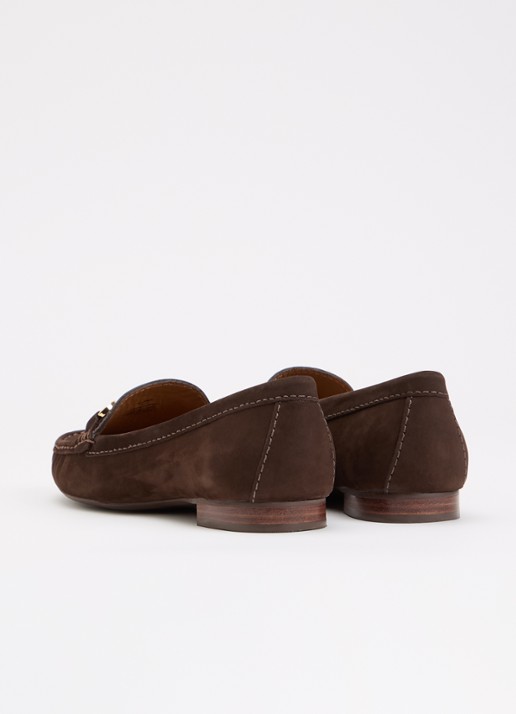 Dune London Glenniee loafer van suède - achterkant donkerbruin