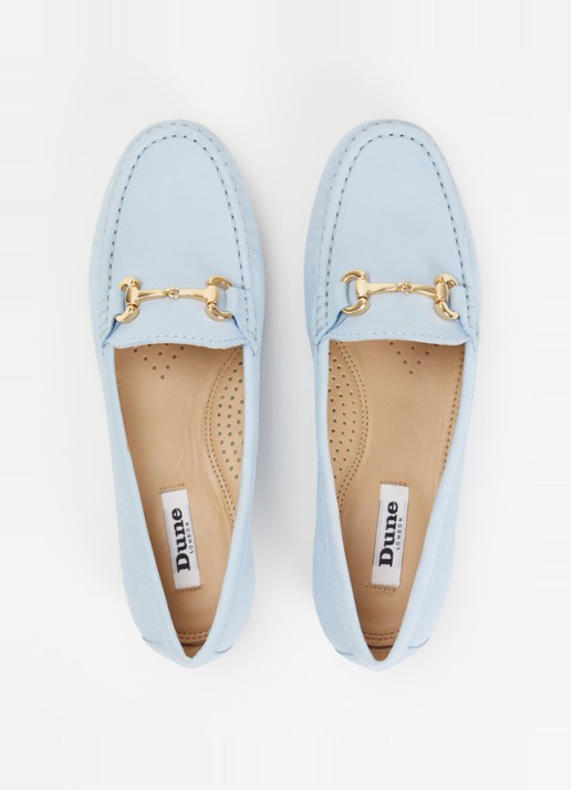 Dune London Glenniee loafer van suède - detail 2 lichtblauw