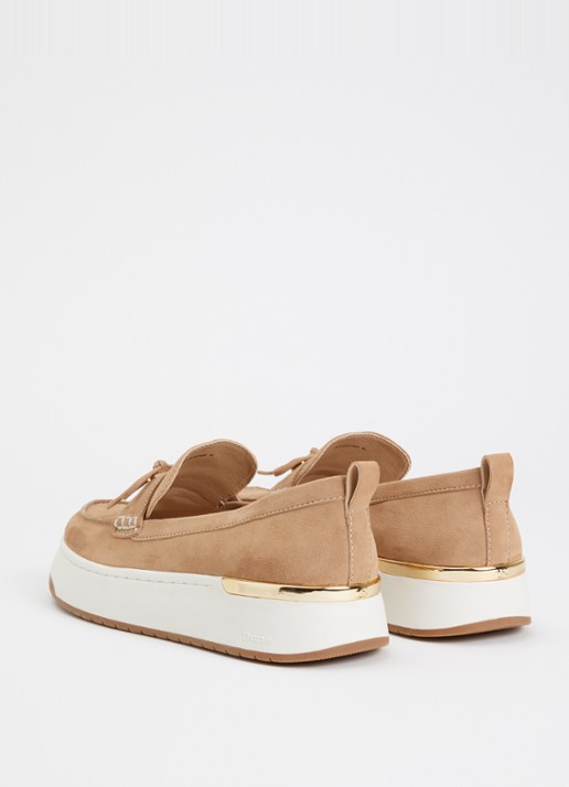 Dune London Glide loafer van leer - achterkant beige