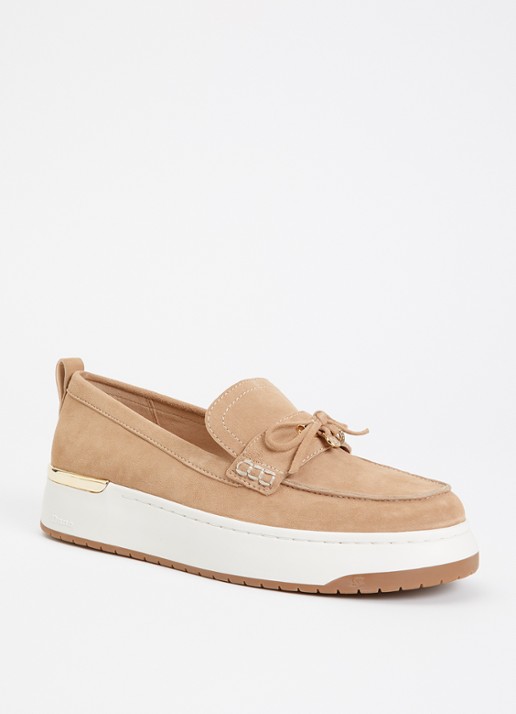 Dune London Glide loafer van leer - voorkant 5 beige
