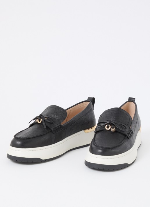 Dune London Glide loafer van leer - detail zwart