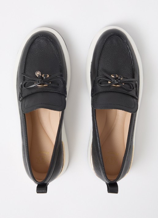 Dune London Glide loafer van leer - detail 2 zwart