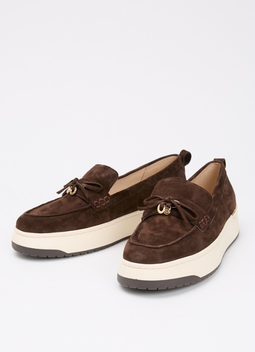 Dune London Glide loafer van leer - detail 3 donkerbruin
