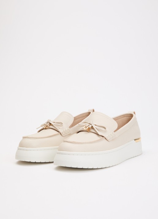 Dune London Glide loafer van leer - detail 3 creme