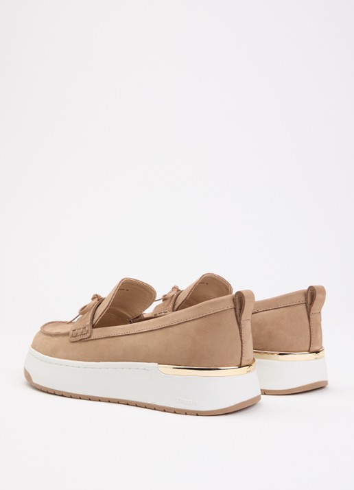 Dune London Glide loafer van leer - achterkant 2 lichtbruin