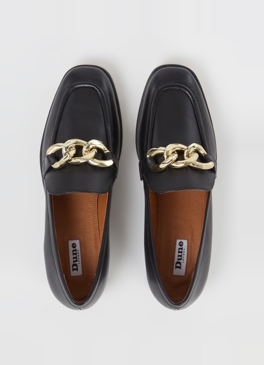 Dune London Glimpse loafer van leer - detail 3 zwart