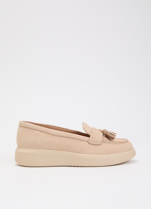 Dune London Glissade loafer van leer met franjes