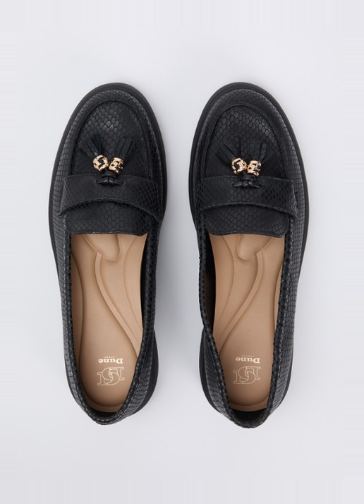 Dune London Glissade loafer van leer met franjes - detail 3 zwart