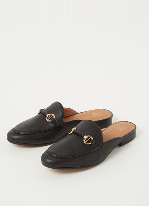 Dune London Glowed loafer van leer - detail zwart