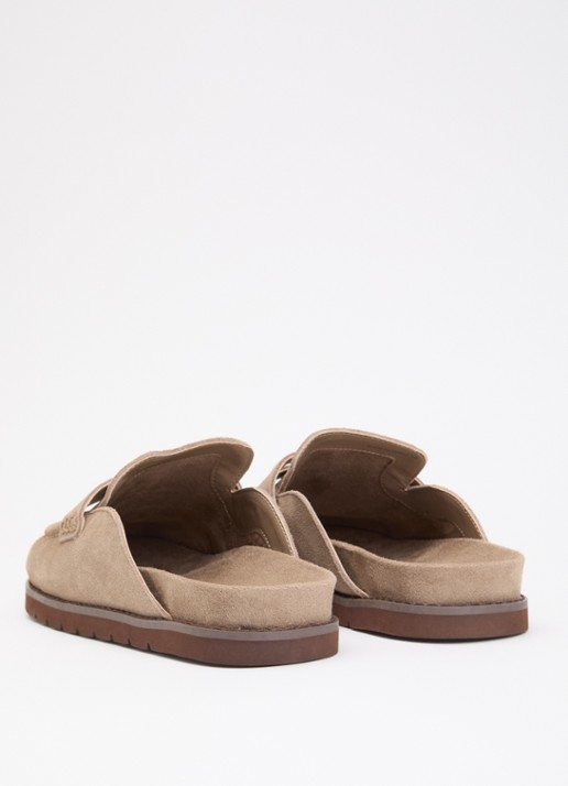 Dune London Goldens muiltje van suède - achterkant 5 donkerbeige