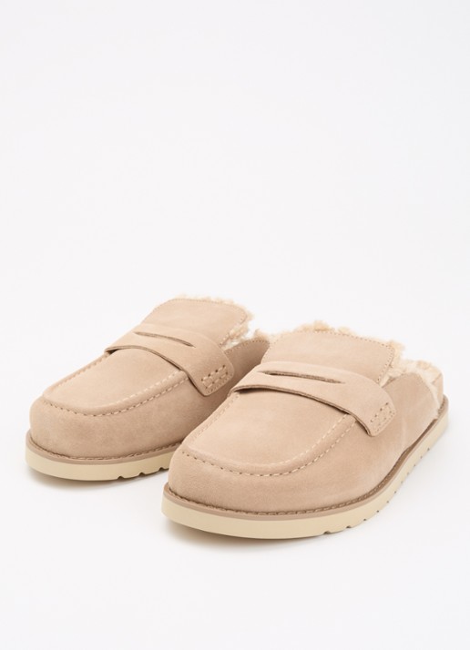 Dune London Goldy muiltje van suède  - detail beige