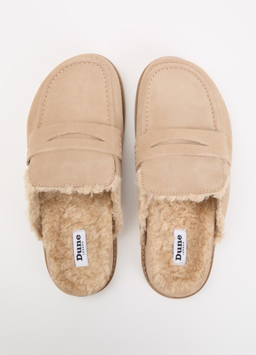 Dune London Goldy muiltje van suède  - detail 2 beige