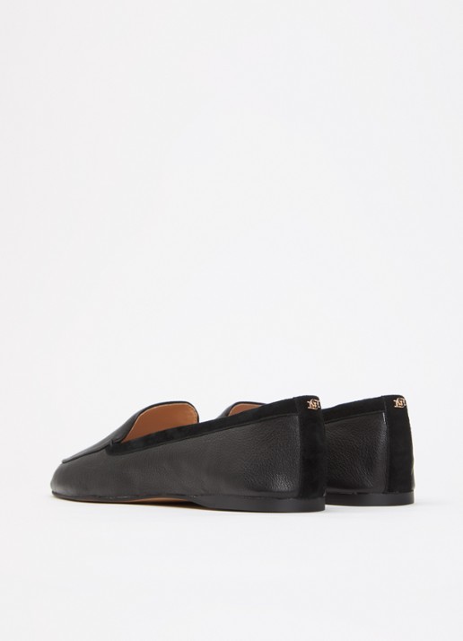 Dune London Gosette loafer van leer met details van suède - achterkant zwart