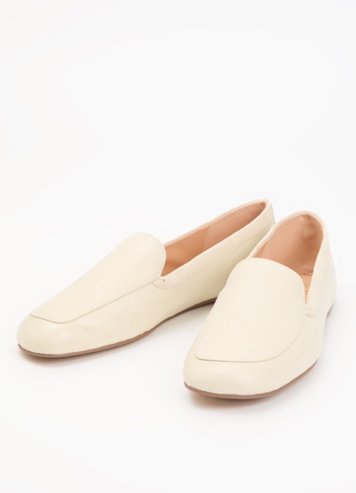 Dune London Gosette loafer van leer met details van suède - detail ivoor