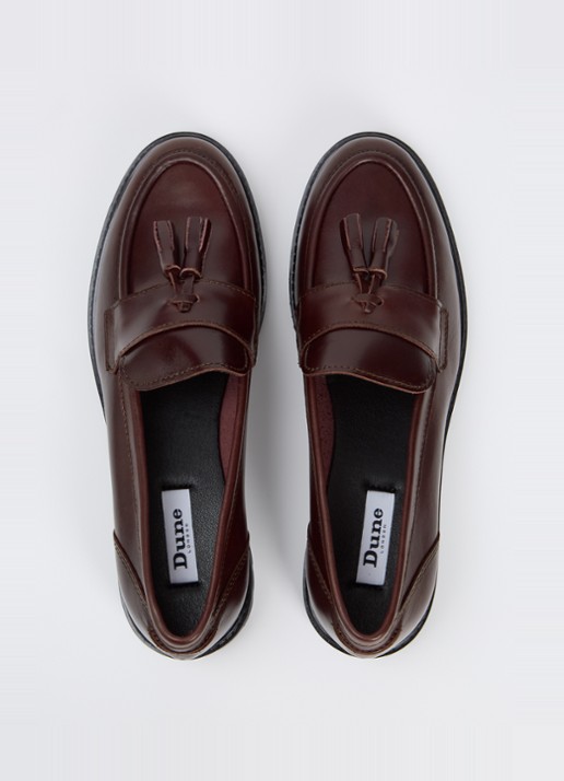 Dune London Gracelyn loafer van leer  - detail 4 roodbruin