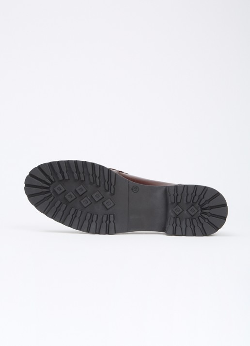 Dune London Gracelyn loafer van leer  - detail 5 roodbruin