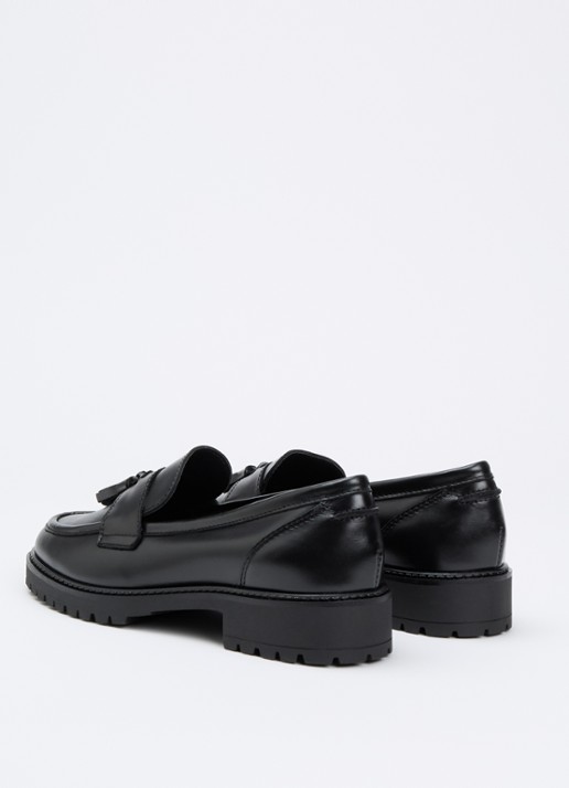 Dune London Gracelyn loafer van leer  - achterkant 2 zwart