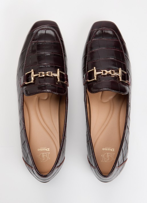 Dune London Grained loafer met horsebit - detail 4 bordeauxrood