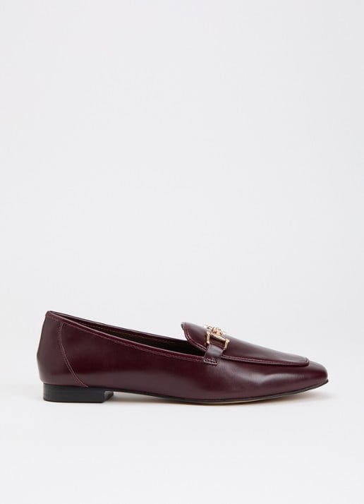 Dune London Grained loafer - voorkant roodbruin