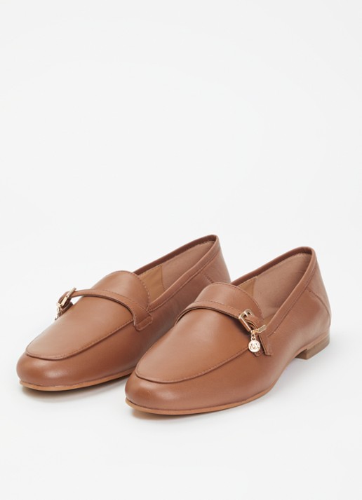 Dune London Greya loafer van leer met gespdetail - detail 2 cognac
