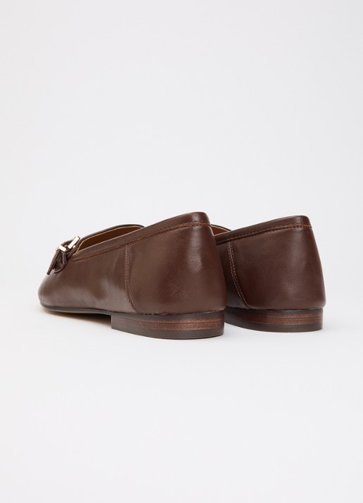Dune London Greya loafer van leer met gespdetail - achterkant 2 donkerbruin