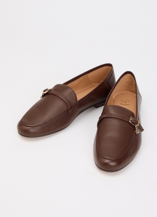 Dune London Greya loafer van leer met gespdetail - detail 3 donkerbruin