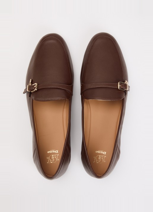 Dune London Greya loafer van leer met gespdetail - detail 4 donkerbruin