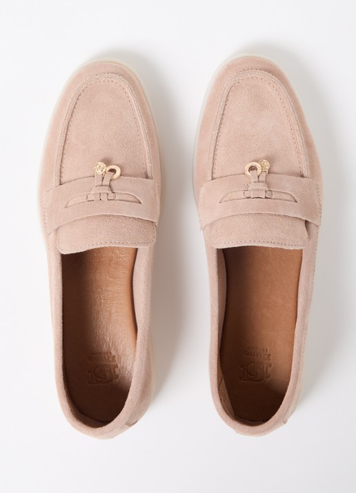 Dune London Grinning loafer van suède - detail 4 oudroze